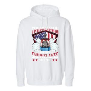 Trump Train Gift 2024 President Elections Snow Plow Patriot Gift Garment-Dyed Fleece Hoodie