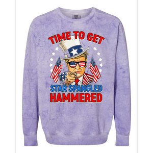 Time To Get Star Spangled Hammered Trump 4th Of July Colorblast Crewneck Sweatshirt