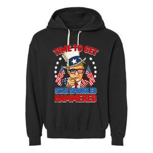 Time To Get Star Spangled Hammered Trump 4th Of July Garment-Dyed Fleece Hoodie