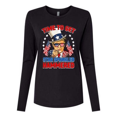 Time To Get Star Spangled Hammered Trump 4th Of July Womens Cotton Relaxed Long Sleeve T-Shirt