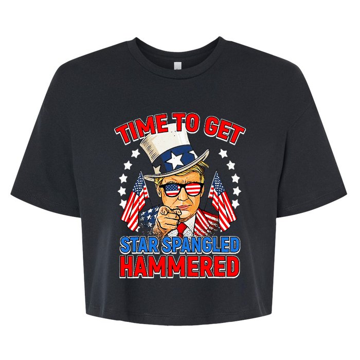 Time To Get Star Spangled Hammered Trump 4th Of July Bella+Canvas Jersey Crop Tee