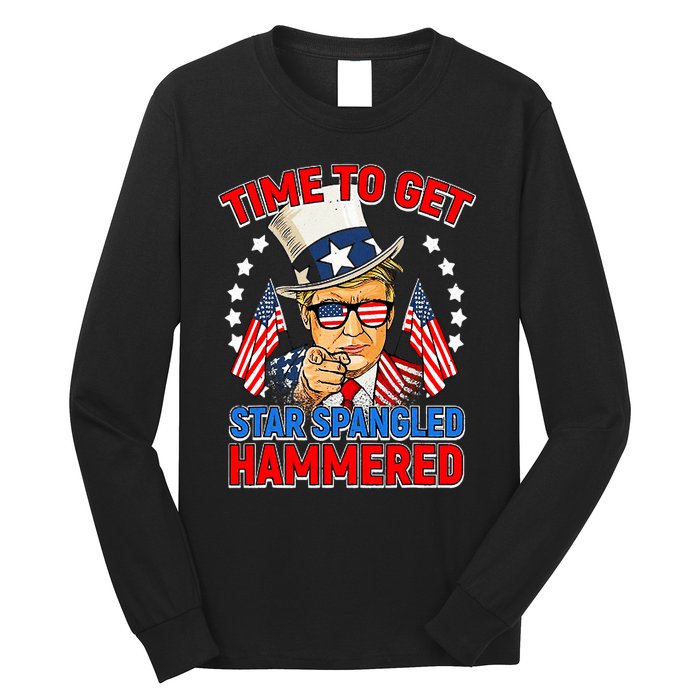 Time To Get Star Spangled Hammered Trump 4th Of July Long Sleeve Shirt