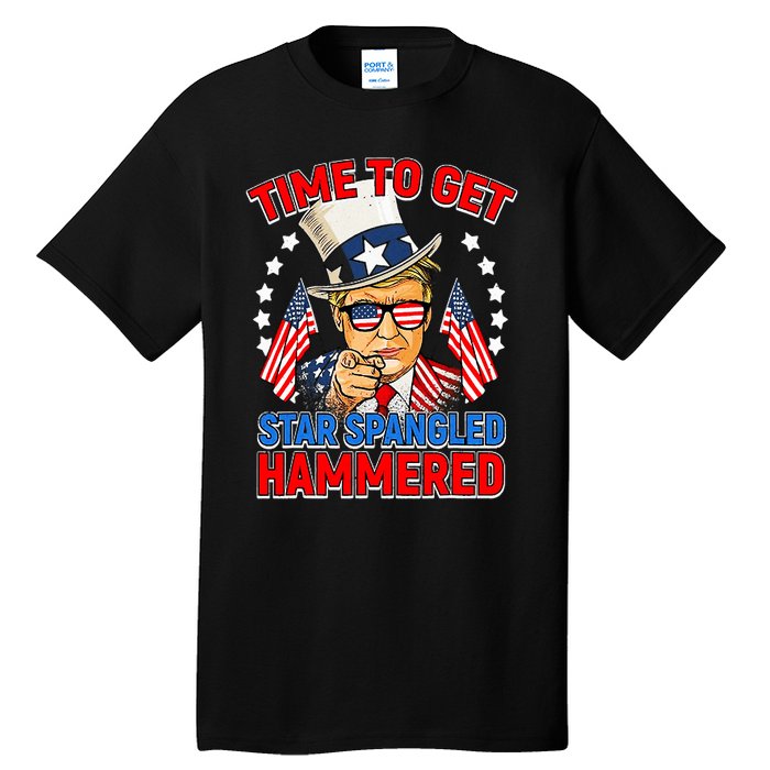 Time To Get Star Spangled Hammered Trump 4th Of July Tall T-Shirt