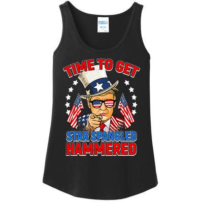 Time To Get Star Spangled Hammered Trump 4th Of July Ladies Essential Tank