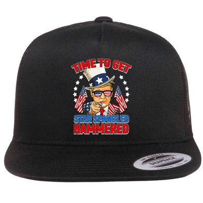 Time To Get Star Spangled Hammered Trump 4th Of July Flatbill Hat