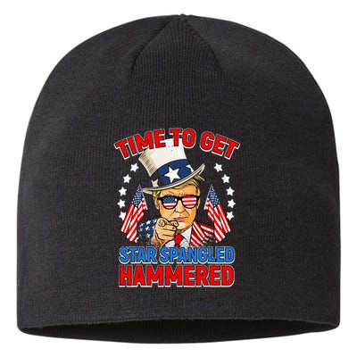 Time To Get Star Spangled Hammered Trump 4th Of July Sustainable Beanie