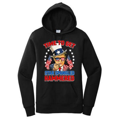 Time To Get Star Spangled Hammered Trump 4th Of July Women's Pullover Hoodie