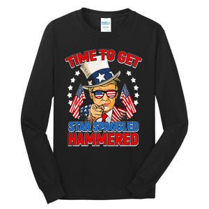 Time To Get Star Spangled Hammered Trump 4th Of July Tall Long Sleeve T-Shirt