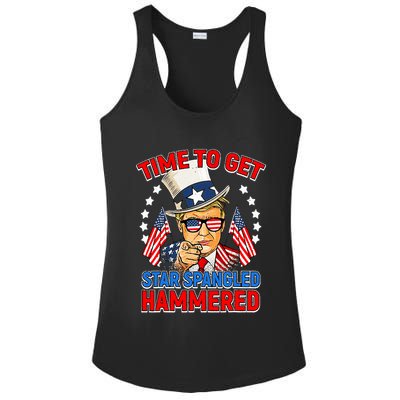 Time To Get Star Spangled Hammered Trump 4th Of July Ladies PosiCharge Competitor Racerback Tank