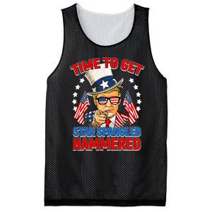 Time To Get Star Spangled Hammered Trump 4th Of July Mesh Reversible Basketball Jersey Tank