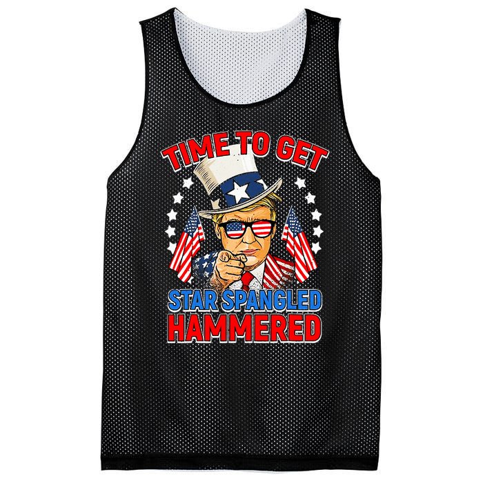 Time To Get Star Spangled Hammered Trump 4th Of July Mesh Reversible Basketball Jersey Tank