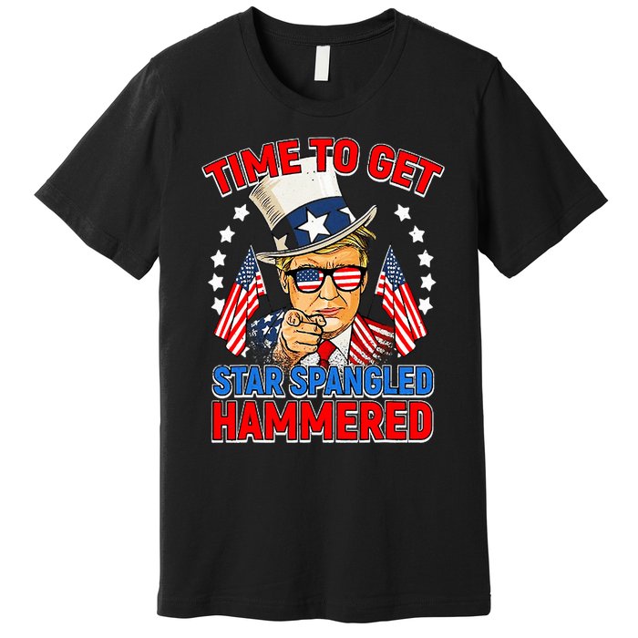 Time To Get Star Spangled Hammered Trump 4th Of July Premium T-Shirt