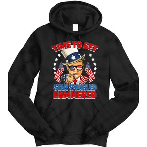 Time To Get Star Spangled Hammered Trump 4th Of July Tie Dye Hoodie