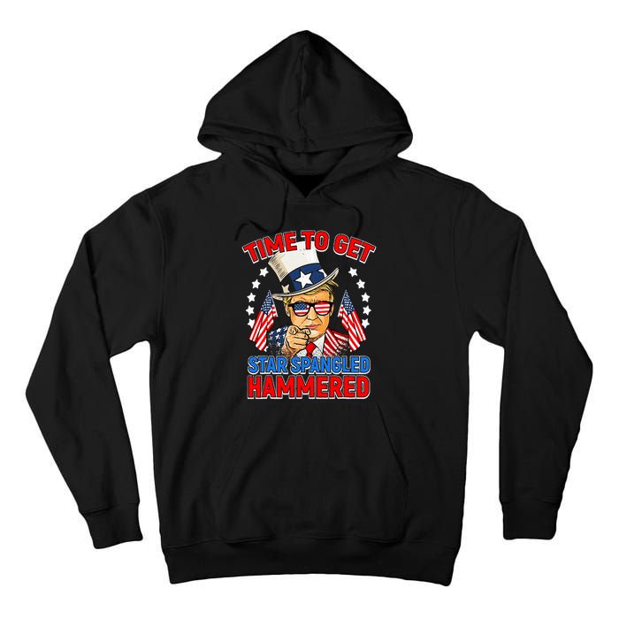 Time To Get Star Spangled Hammered Trump 4th Of July Tall Hoodie