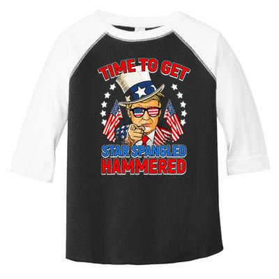 Time To Get Star Spangled Hammered Trump 4th Of July Toddler Fine Jersey T-Shirt