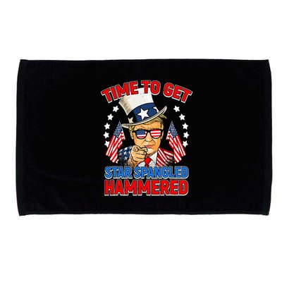 Time To Get Star Spangled Hammered Trump 4th Of July Microfiber Hand Towel