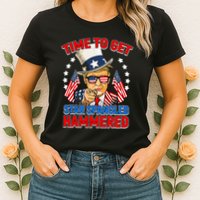 Time To Get Star Spangled Hammered Trump 4th Of July Womens T-Shirt