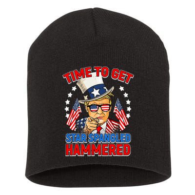 Time To Get Star Spangled Hammered Trump 4th Of July Short Acrylic Beanie