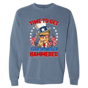 Time To Get Star Spangled Hammered Trump 4th Of July Garment-Dyed Sweatshirt