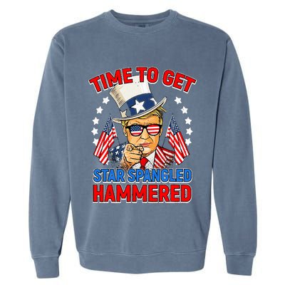 Time To Get Star Spangled Hammered Trump 4th Of July Garment-Dyed Sweatshirt