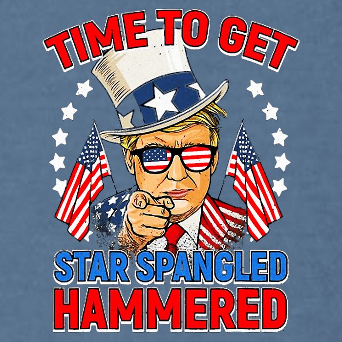Time To Get Star Spangled Hammered Trump 4th Of July Garment-Dyed Sweatshirt