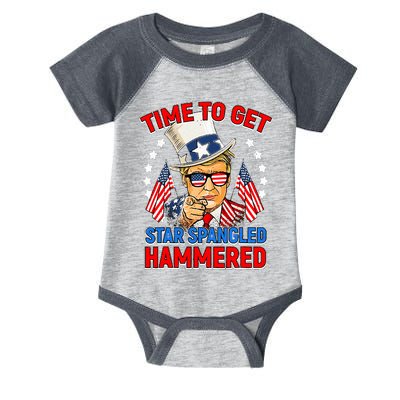 Time To Get Star Spangled Hammered Trump 4th Of July Infant Baby Jersey Bodysuit