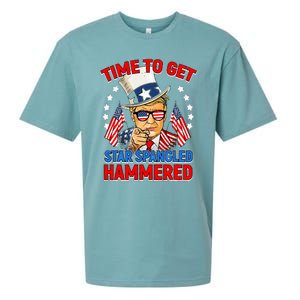 Time To Get Star Spangled Hammered Trump 4th Of July Sueded Cloud Jersey T-Shirt