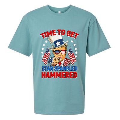 Time To Get Star Spangled Hammered Trump 4th Of July Sueded Cloud Jersey T-Shirt