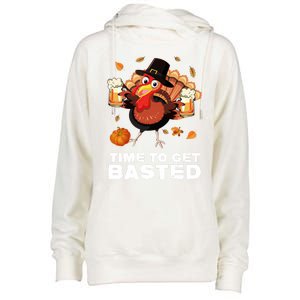 Time To Get Basted Funny Beer Thanksgiving Turkey Gift Womens Funnel Neck Pullover Hood