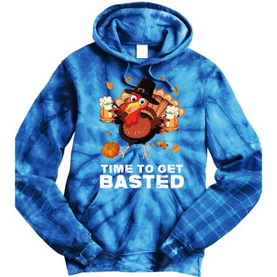 Time To Get Basted Funny Beer Thanksgiving Turkey Gift Tie Dye Hoodie