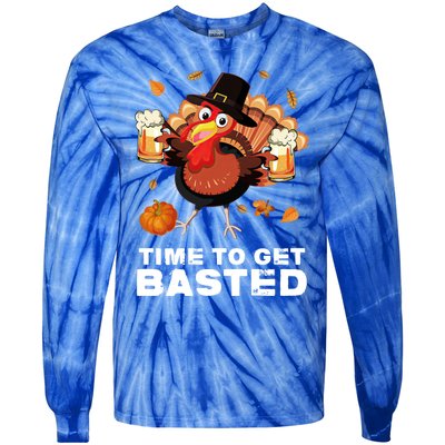 Time To Get Basted Funny Beer Thanksgiving Turkey Gift Tie-Dye Long Sleeve Shirt