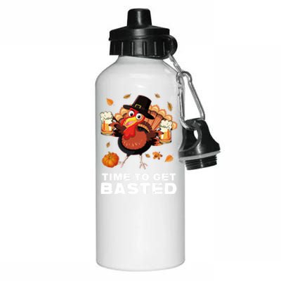 Time To Get Basted Funny Beer Thanksgiving Turkey Gift Aluminum Water Bottle