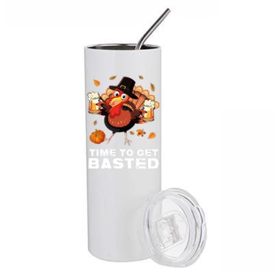 Time To Get Basted Funny Beer Thanksgiving Turkey Gift Stainless Steel Tumbler