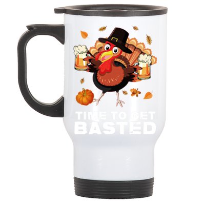 Time To Get Basted Funny Beer Thanksgiving Turkey Gift Stainless Steel Travel Mug