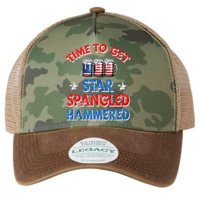 Time To Get Star Spangled Hammered 4th Of July Beer Western Legacy Tie Dye Trucker Hat