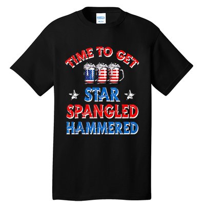 Time To Get Star Spangled Hammered 4th Of July Beer Western Tall T-Shirt