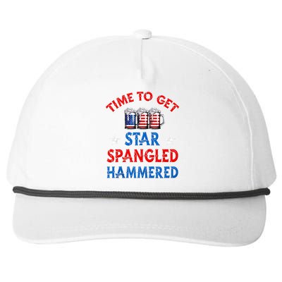 Time To Get Star Spangled Hammered 4th Of July Beer Western Snapback Five-Panel Rope Hat