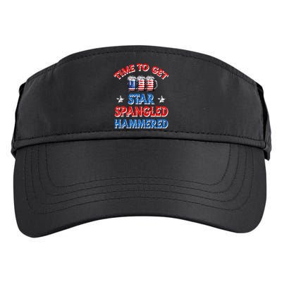 Time To Get Star Spangled Hammered 4th Of July Beer Western Adult Drive Performance Visor