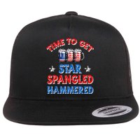 Time To Get Star Spangled Hammered 4th Of July Beer Western Flat Bill Trucker Hat