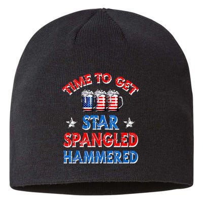 Time To Get Star Spangled Hammered 4th Of July Beer Western Sustainable Beanie