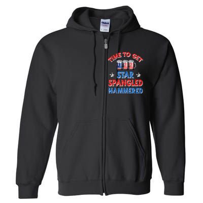 Time To Get Star Spangled Hammered 4th Of July Beer Western Full Zip Hoodie