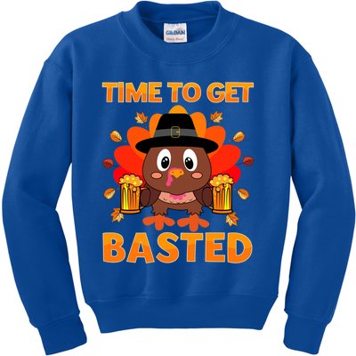 Time To Get Basted Funny Beer Thanksgiving Turkey Great Gift Kids Sweatshirt