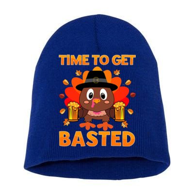 Time To Get Basted Funny Beer Thanksgiving Turkey Great Gift Short Acrylic Beanie