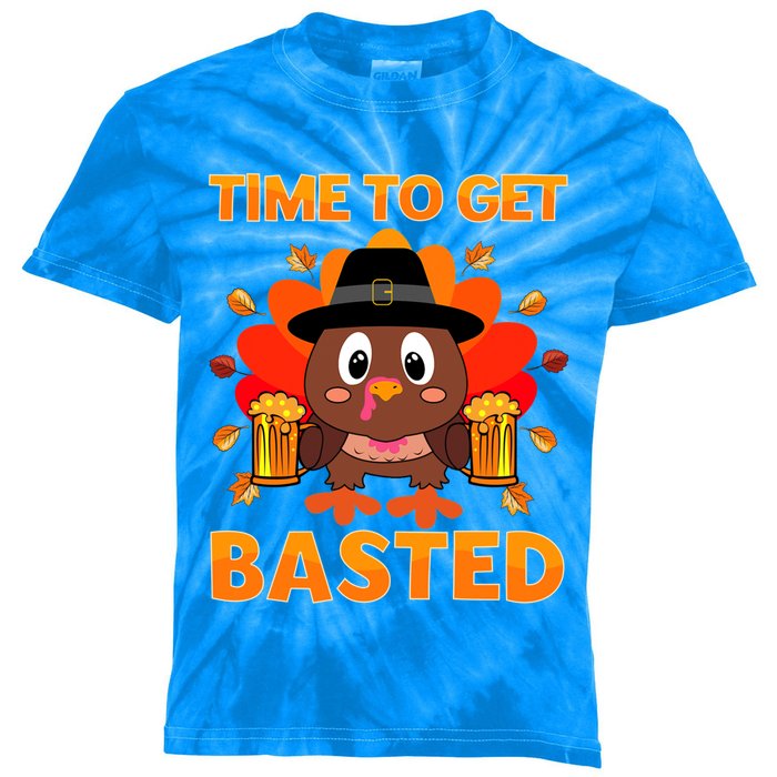 Time To Get Basted Funny Beer Thanksgiving Turkey Great Gift Kids Tie-Dye T-Shirt