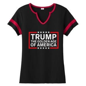 Trump The Golden Age Of America 2024 Election Gop Victory Ladies Halftime Notch Neck Tee