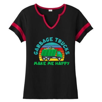 Trash Truck Garbage Day Garbage Trucks Make Me Happy Ladies Halftime Notch Neck Tee