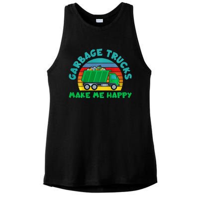 Trash Truck Garbage Day Garbage Trucks Make Me Happy Ladies PosiCharge Tri-Blend Wicking Tank