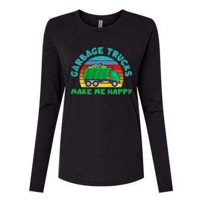 Trash Truck Garbage Day Garbage Trucks Make Me Happy Womens Cotton Relaxed Long Sleeve T-Shirt