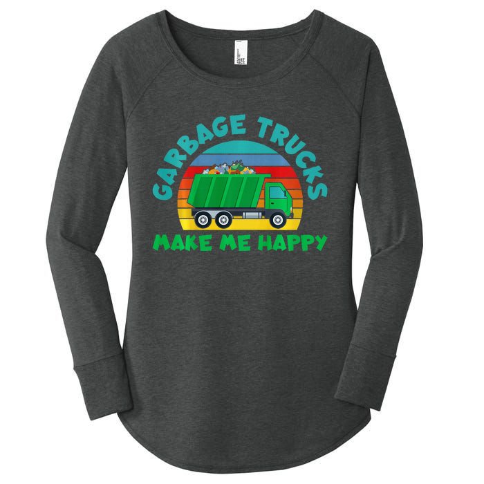 Trash Truck Garbage Day Garbage Trucks Make Me Happy Women's Perfect Tri Tunic Long Sleeve Shirt