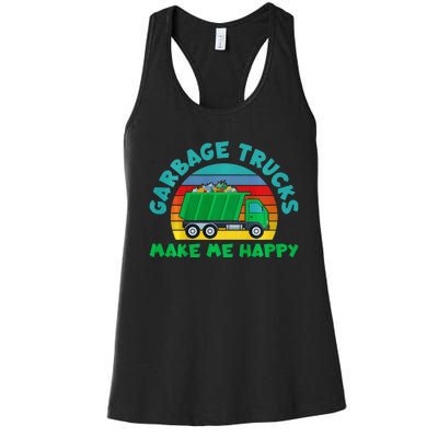 Trash Truck Garbage Day Garbage Trucks Make Me Happy Women's Racerback Tank